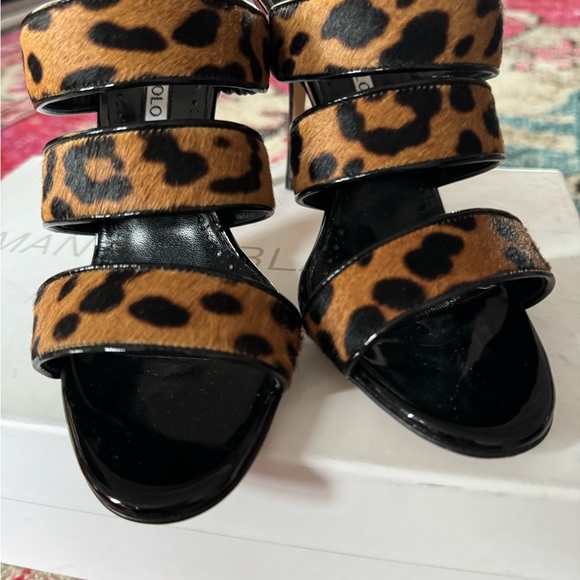 ✨ MANOLO BLAHNIK✨ Cisto Leopard Animal Print Calf Hair heels sandals $895 Retail - Picture 5 of 11